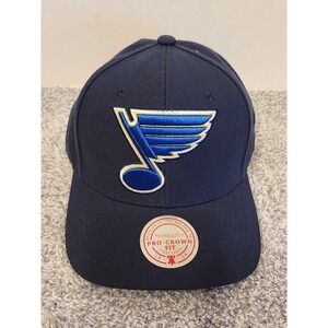 Mitchell & Ness St Louis Blues NHL Ground 2.0 Pro Crown Snapback Hat Navy NWT